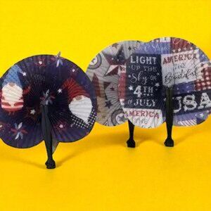 Mini Patriotic Folding Fans Set